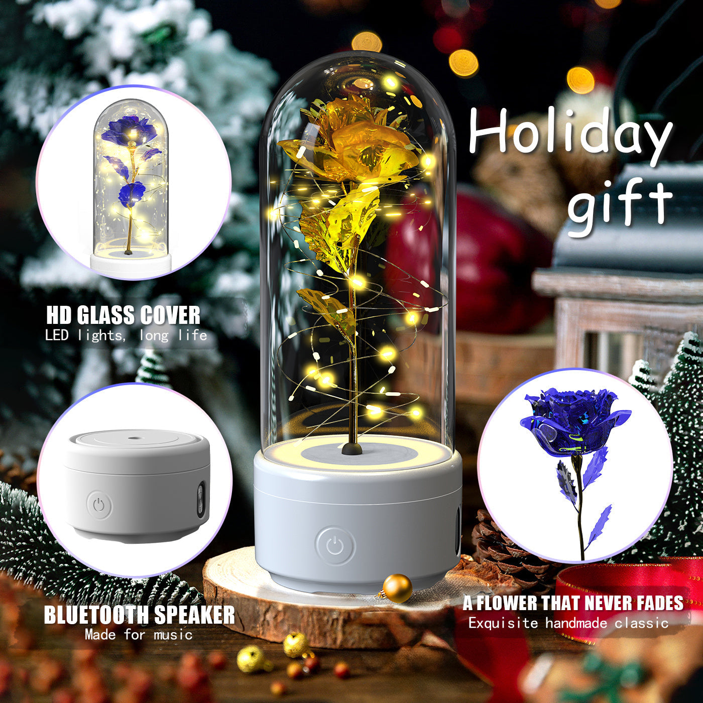 2-in-1 Rose LED Speaker